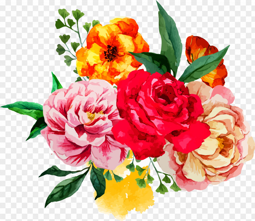 Peony Flower Bouquet Watercolor Painting Clip Art PNG