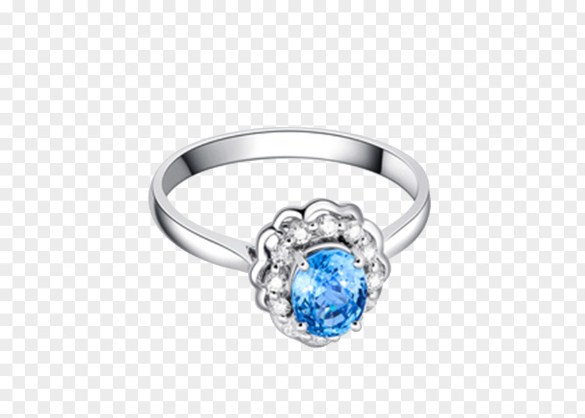 Ba Fana Sapphire And Diamond Ring Wedding Blue Platinum PNG