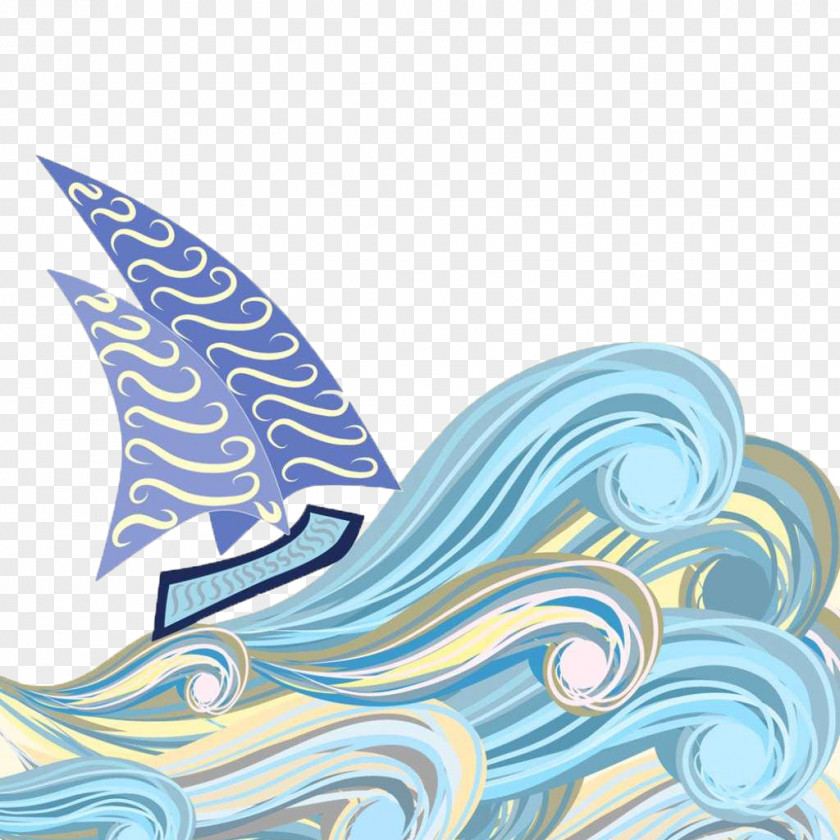 The Sailing In Storm Wave Drawing Stock Illustration PNG