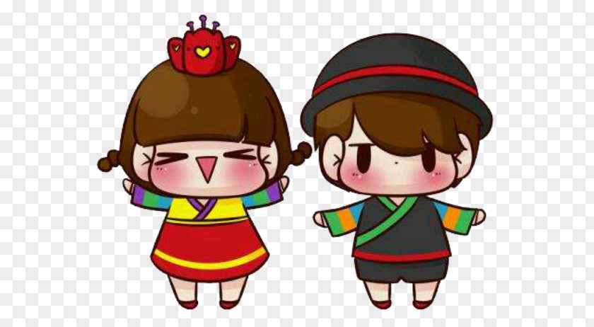 Korean Couple Baozi Korea Cartoon Tencent QQ Avatar PNG