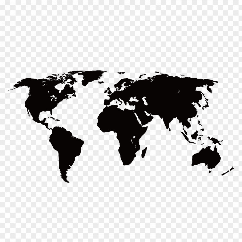 Black World Map Earth PNG