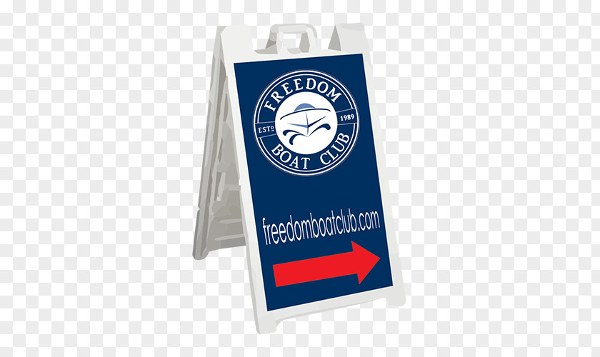 Double Sided Opening Signage Freedom Boat Club Product Graphics Cobalt Blue PNG