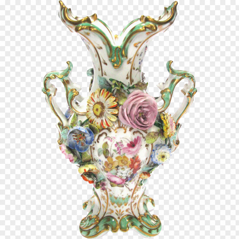 Hand-painted Beauty Vase Porcelain Rococo Urn Ceramic PNG