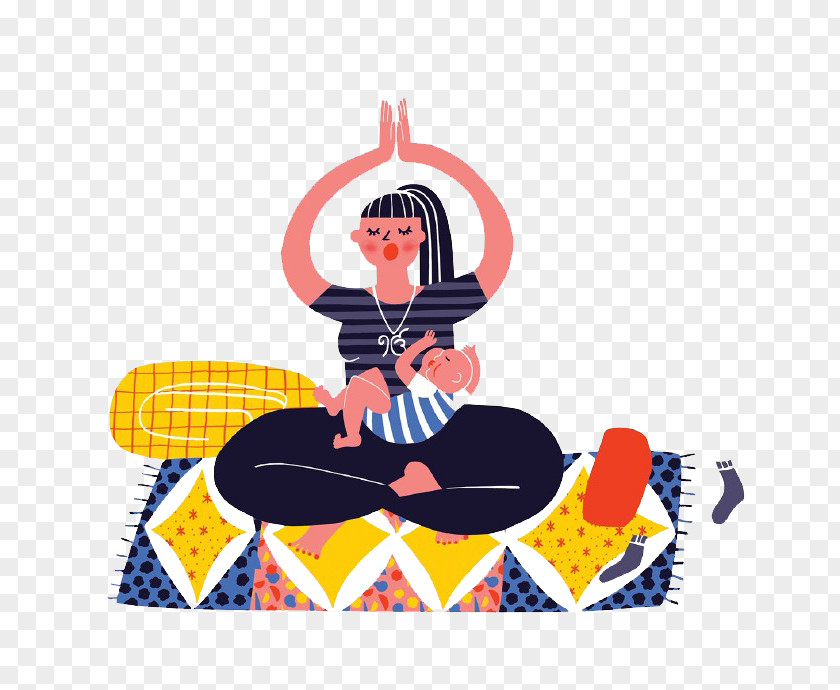 Cartoon Woman Practicing Yoga Illustration PNG