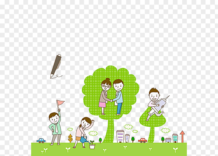 Green Tree Schoolyard Illustration PNG