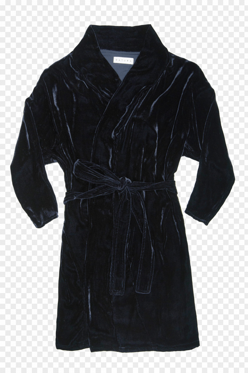 Kimono Coat Velvet Black M PNG
