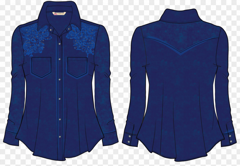 Plaid Tunic Blouse Cobalt Blue Sleeve Shirt Button PNG