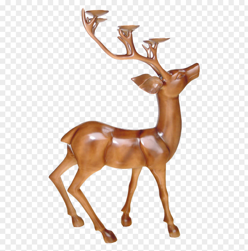 Modern Minimalist Home Accessories Ornaments Painted Aluminum Six Deer Candlestick Wood Carving PNG