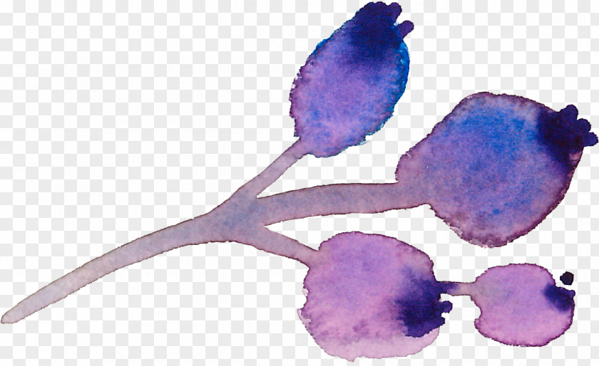 Romantic Purple Berries Gouache Flower Watercolor Painting PNG