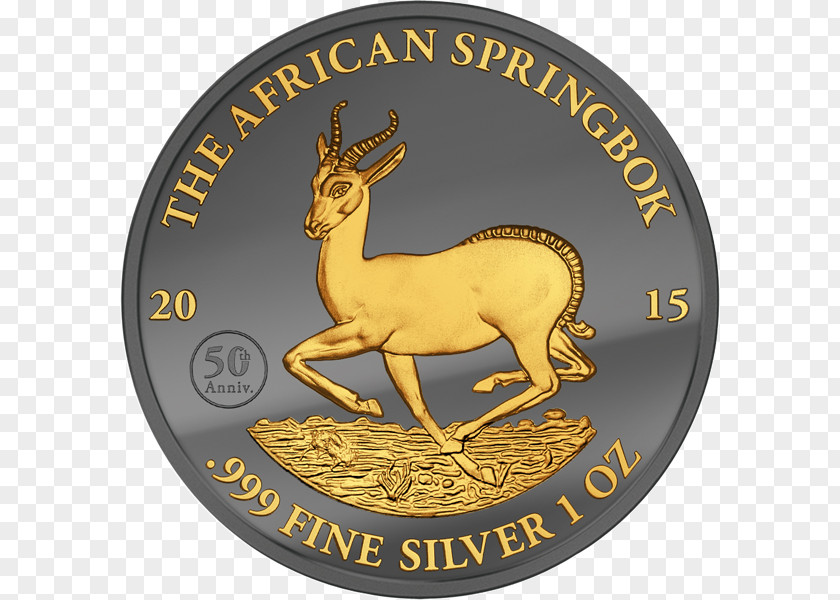 Gold Springbok Gabon Coin Silver PNG