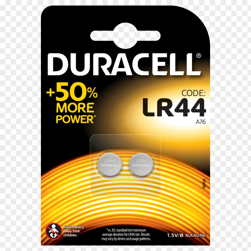 Lr Button Cell LR44 Alkaline Battery Electric Duracell PNG