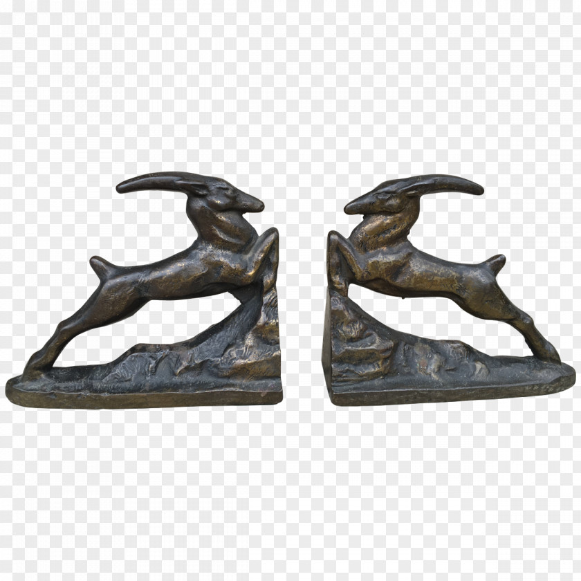 Gazelle Bronze Bookend Patina Casting Metal PNG