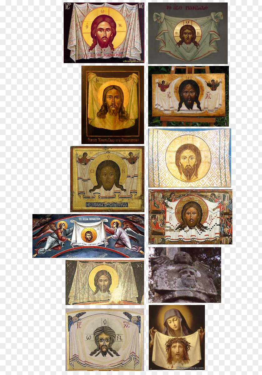 Painting Devotion To The Holy Face Collage Mandilion Giclée PNG