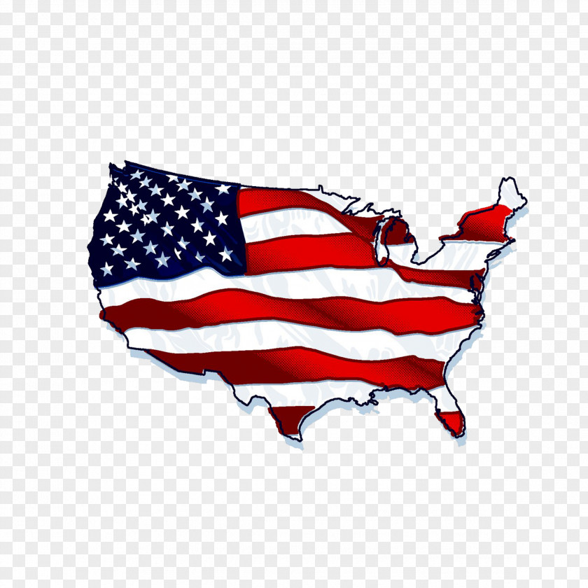 American Flag Map Of The United States Shape PNG