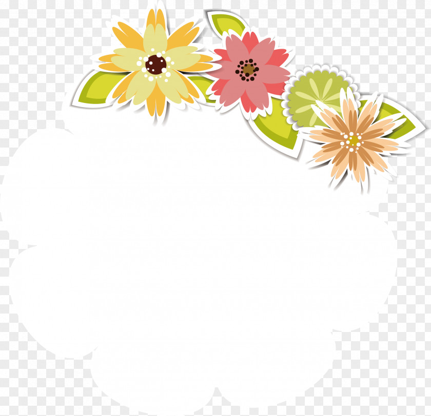 Cute Floral Decoration Message Wall Design Flower Template PNG