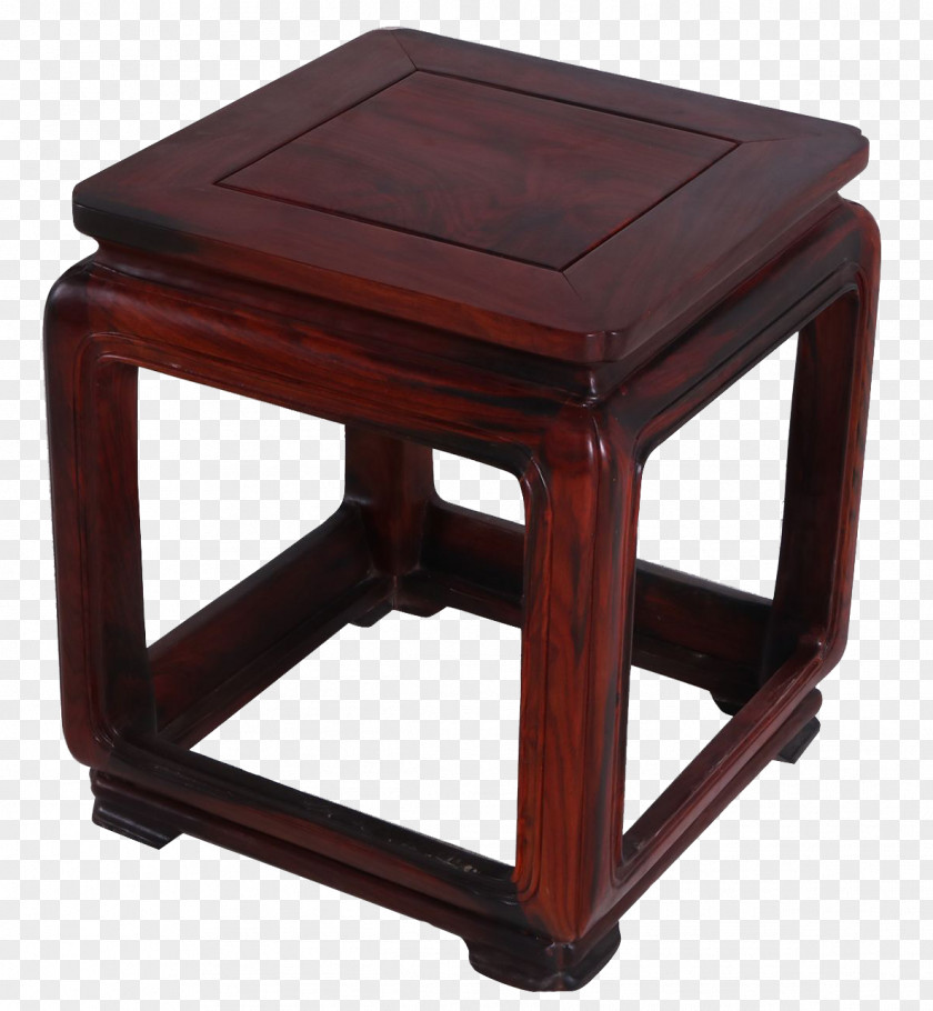 Small Square Rosewood Chair Table Stool PNG