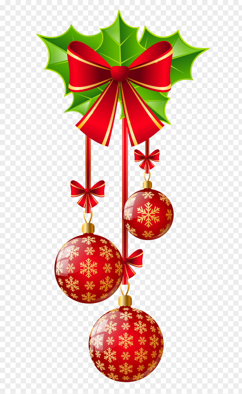 Transparent Christmas Red Ornaments With Bow Ornament Decoration Clip Art PNG