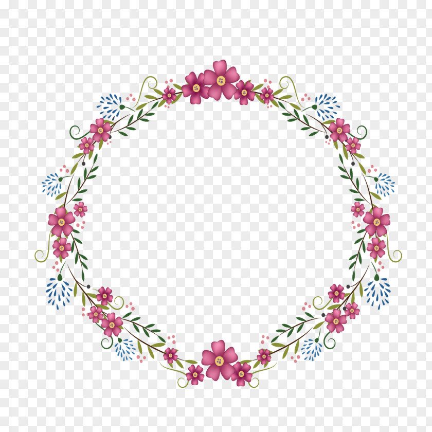 Flowers Round Frame PNG