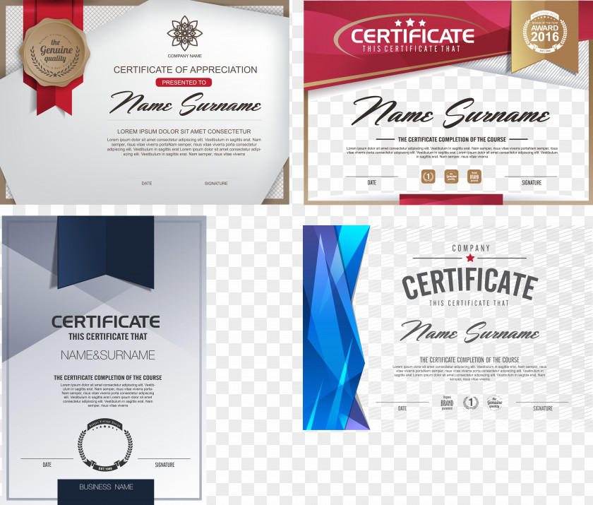 Exquisite High-end Certificate Design Vector Material Euclidean Download PNG