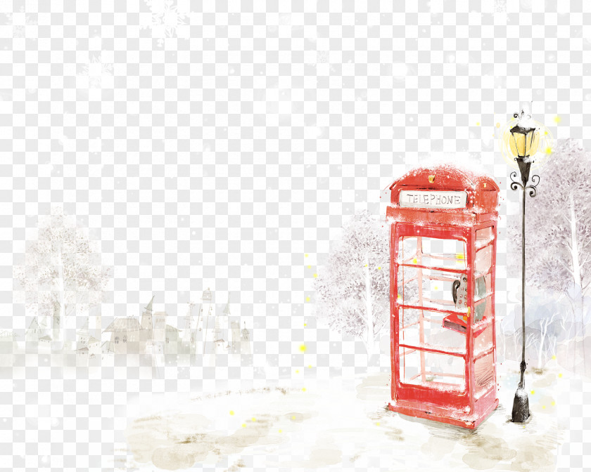 Snow Telephone Booth Cartoon Illustration PNG