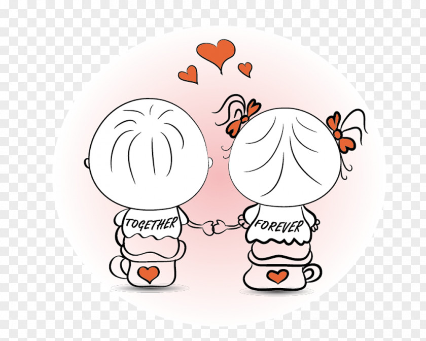 Cartoon Couple Valentines Day Heart Clip Art PNG