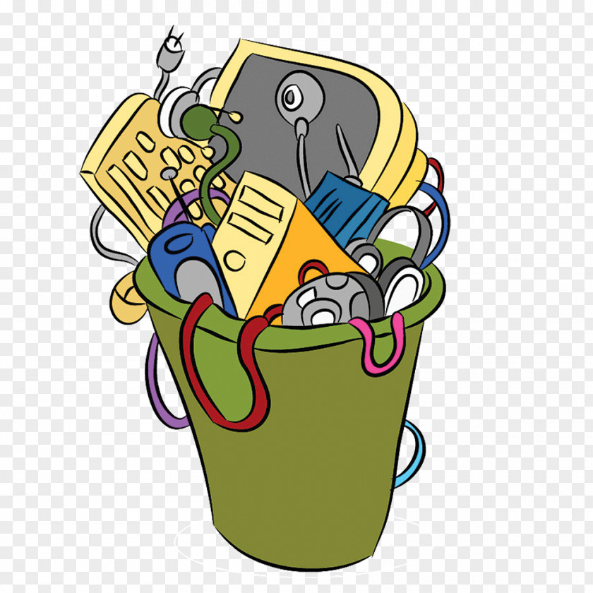 Dirty Electronic Waste Rubbish Bins & Paper Baskets Recycling Clip Art PNG