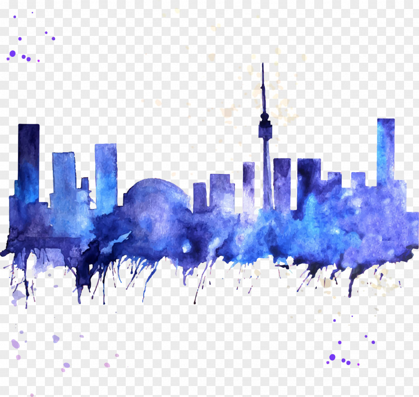 Painting Toronto Watercolor Skyline PNG