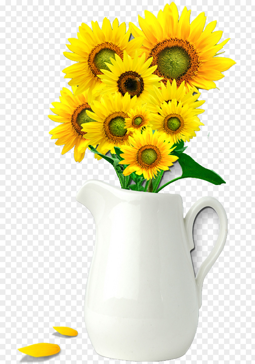 Sunflower Vase Watercolor Painting Standee Poster Clip Art PNG