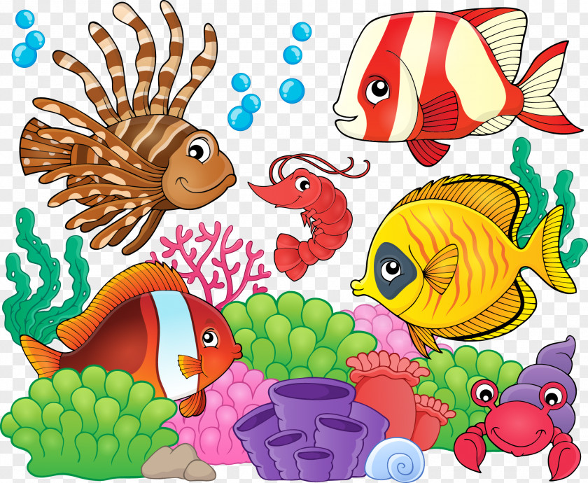 Cartoon Fish Seabed World Ocean PNG