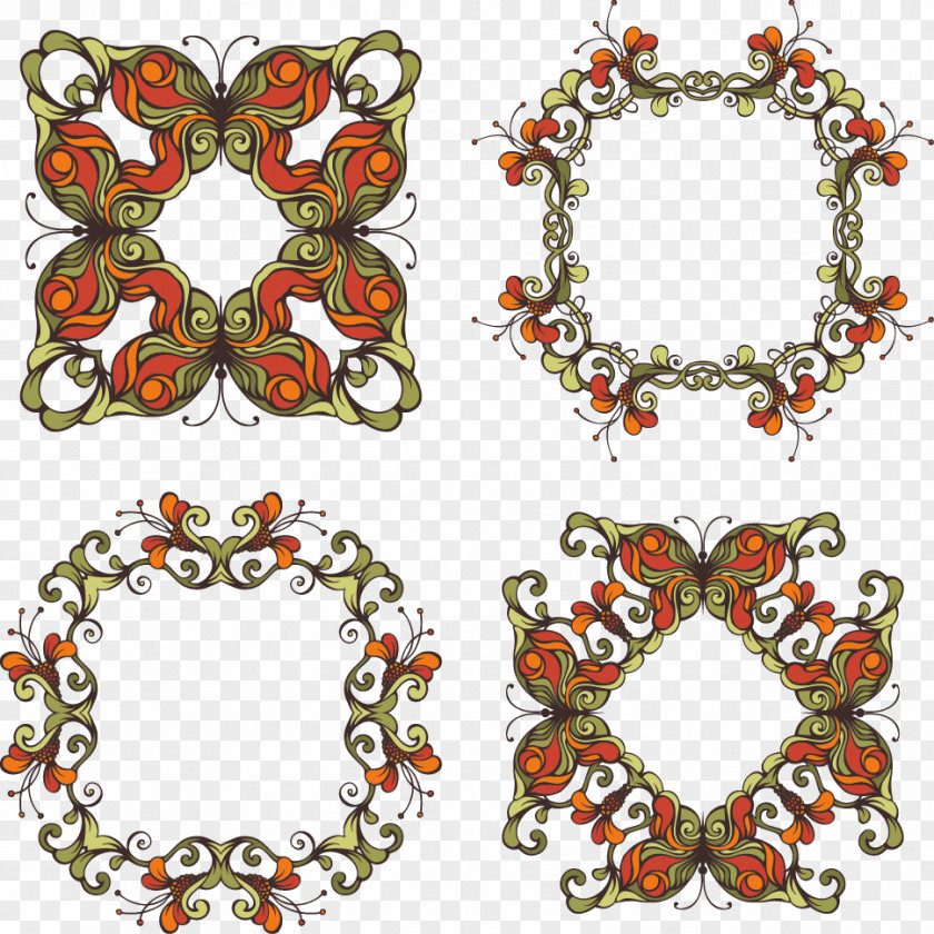 Complicated National Wind Pattern Abstract Flowers Illustration PNG