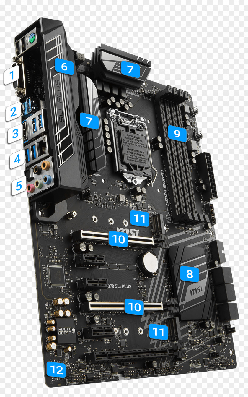 Intel MSI Z370 LGA 1151 ATX Motherboard PNG