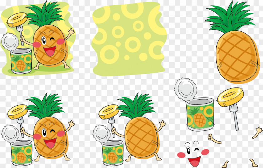 Eat Canned Pineapple Expression Vector Q-version Illustration PNG