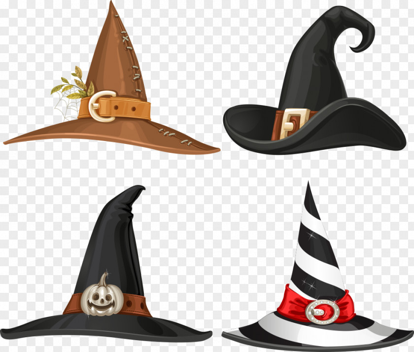 Different Colors Vector Hat Witch Buckle Stock Illustration PNG