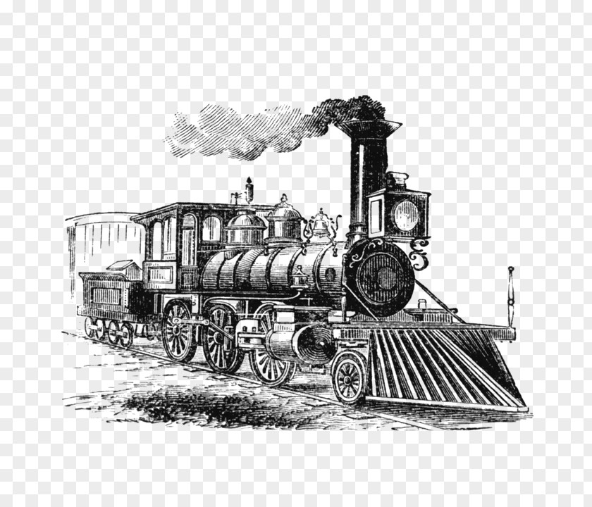 Train Rail Transport Steam Locomotive Drawing PNG