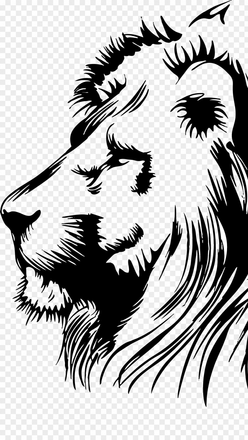 Lion Silhouette Head Clip Art Image Illustration PNG