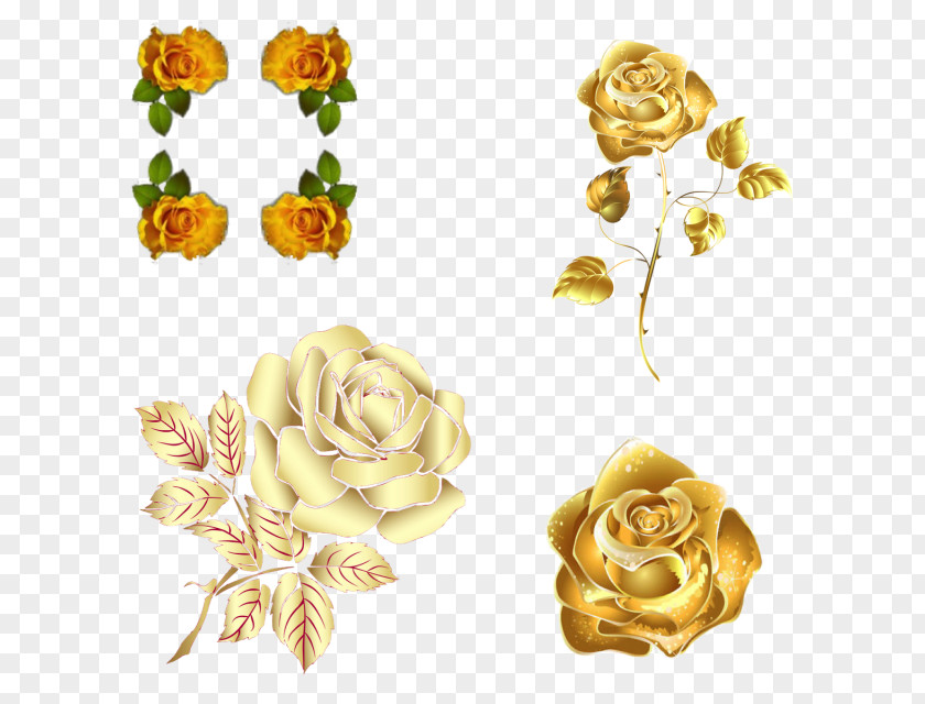 Rose Flower Gold Clip Art Image PNG