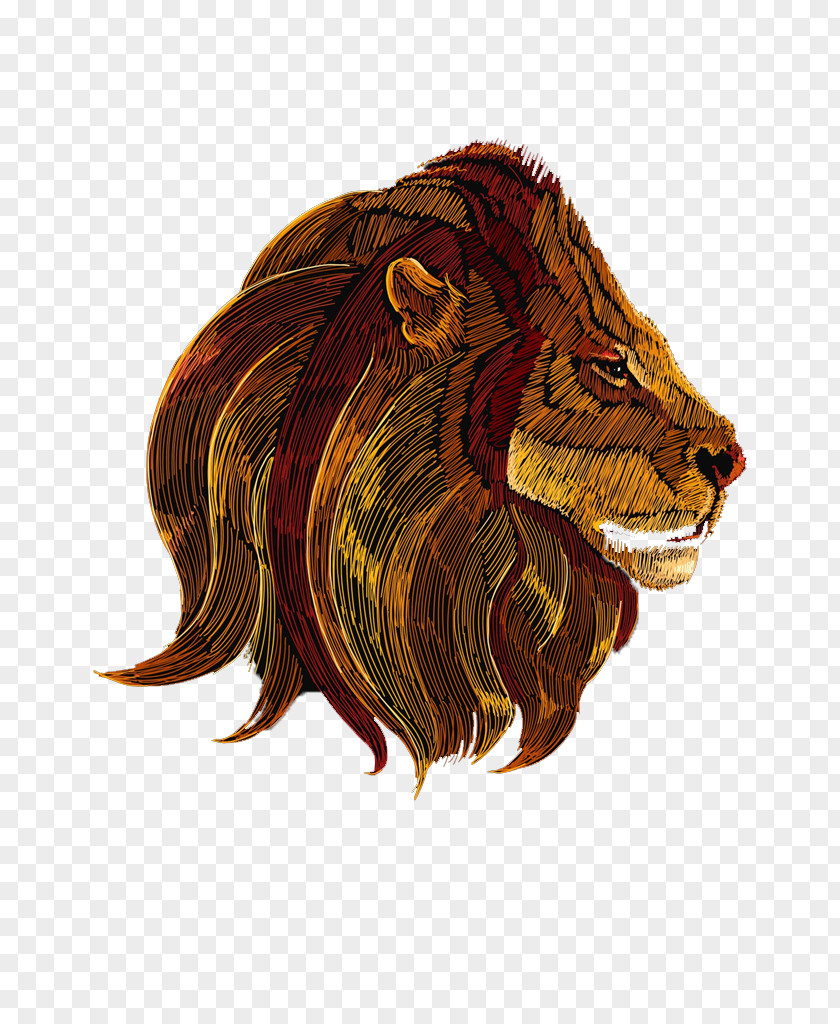 Watercolor Lion Head Character Fiction Illustration PNG