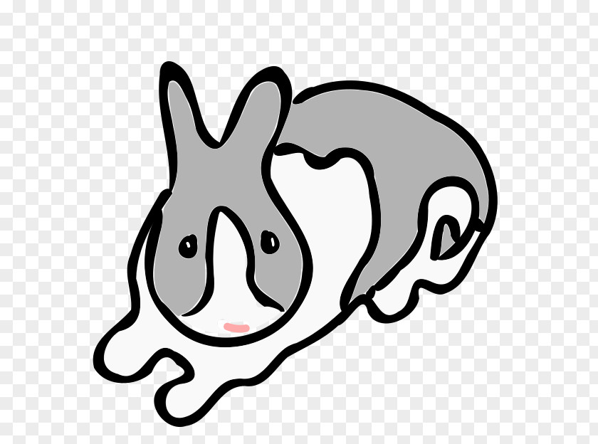 Rabbit Domestic Hare White Line Art PNG