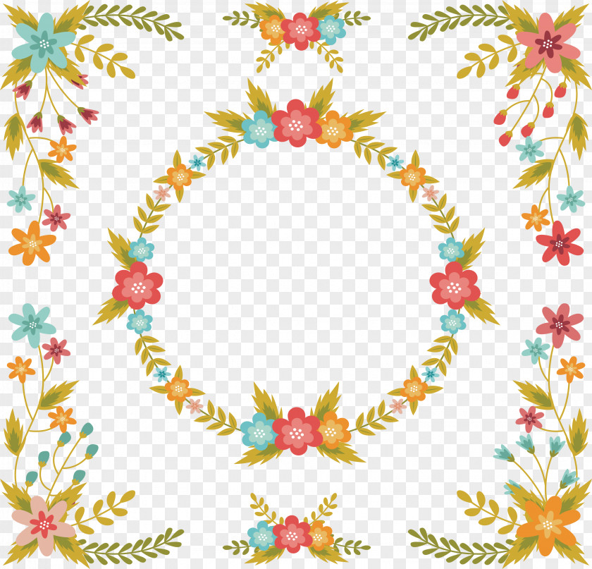 Romantic Flower Rattan Decorative Frame Floral Design Picture PNG