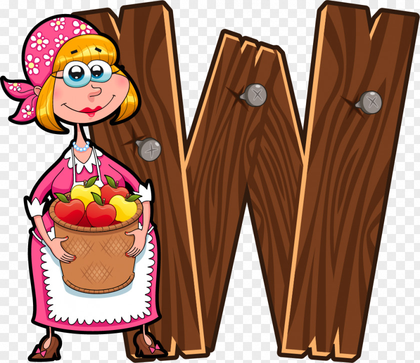 Cartoon Wooden Letter W Wood Font PNG