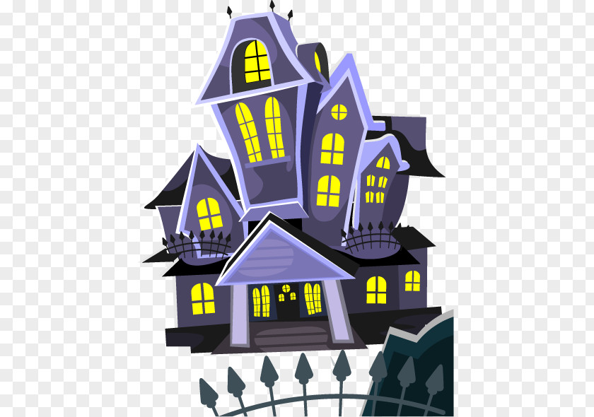 Halloween Cemetery Background Vector Elements Mansion Haunted Attraction House Illustration PNG