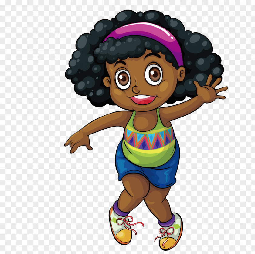 Black Drawing Girl PNG , Cute black girl clipart PNG