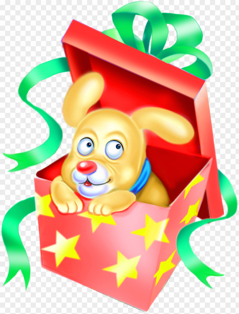 Gift Box Dog Cartoon PNG
