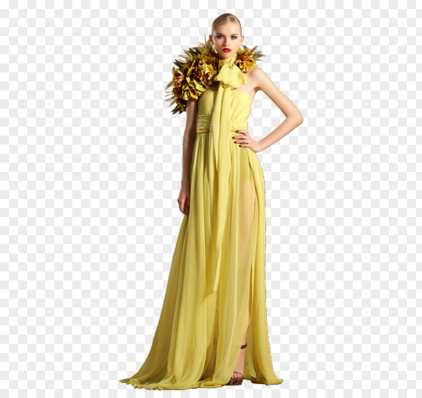 Gown Cocktail Dress Yellow Fashion PNG