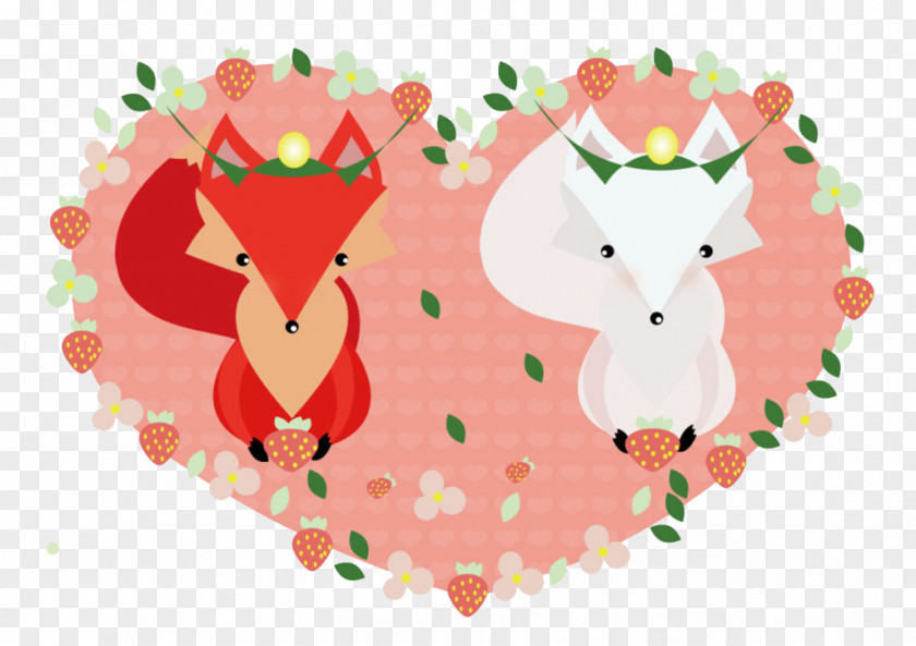 Married White Fox And Red Arctic Illustration PNG