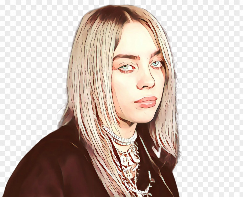 Smile Curtained Hair Billie Eilish Background PNG