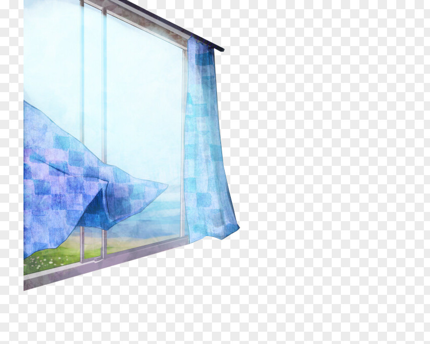 Fantasy Blue Bay Window Curtain PNG