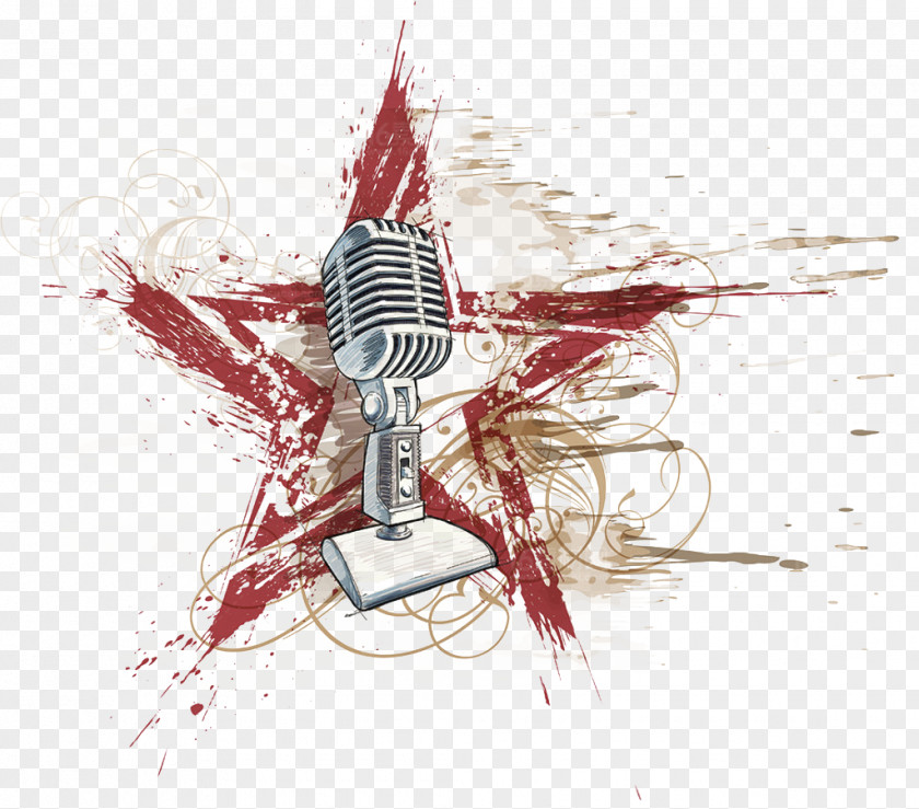 Rock Microphone Vector Material Watercolor Painting Euclidean PNG
