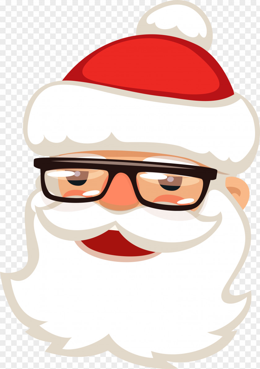 Santa Smiley Face Claus Glasses Clip Art PNG
