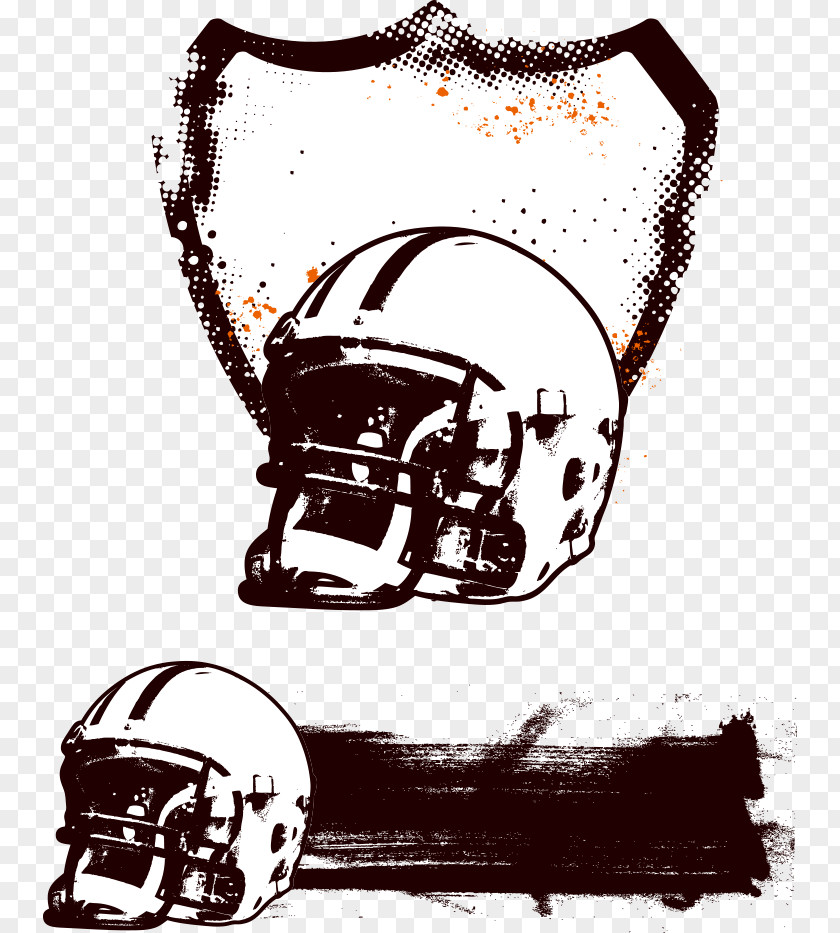 Vector Baseball Cap American Football Helmet Grunge Illustration PNG